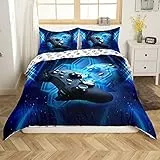 Homewish Spielen Bettwäsche-Set Jungen Teenager Spielzimmer Dekor Bettdecke Kinder Jugend Blau Gamepad Gedruckte Spieler Bettbezug Moderne Neuheit Videospiele Schlafzimmer Dekor Tagesdecke, 135x200