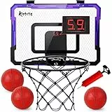 Kiztoys Basketballkorb Indoor Kinder - Basketball Korb im Zimmer Wandmontage mit Elektronische Anzeigetafel, 3 Balls und Luftpumpe, Basketballkörbe tür Set Spielzeug für Jungen Indoor Outdoor