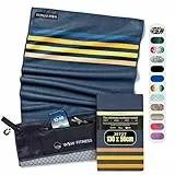 WOODSANDWAVES Sporthandtuch Fitnessstudio mit Reißverschluss Tasche & Magnet - Schnelltrocknend & rutschfest - Mikrofaser Fitness Handtuch Sport Fitnesshandtuch - Gym Handtuch & Zubehör - 120x45 cm
