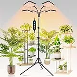 FECiDA 100 Watt 4-Kopf Pflanzenlampe mit Ständer, Vollspektrum Pflanzenlicht für Zimmerpflanzen, Pflanzenleuchte LED 8000 Lumen, Wachstumslampe für Pflanzen, 4/8/12/16/20 Hr Timer