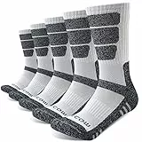 KEECOW 5 paar Sportsocken Herren Damen Wandersocken Socken Arbeitssocken Thermosocken（43-46,Weiß）