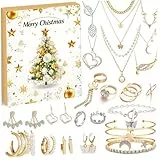 Adventskalender, Armband, Schmuck, Adventskalender 2025, 24 Tage, Gold und Silber, inklusive Ohrringen, Halsketten und mehr, Weihnachts-Countdown für Kinder Erwachsene