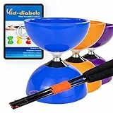 Juggle Dream Carousel Diabolo Jonglierset - Dreifach-Kugellagerachse - mit Superglas-Handstäben und Online-Lernvideo - Jonglieren (Blau)