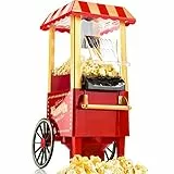 Gadgy Popcornmaschine Heißluft - Retro Popcorn Maker - Popcorn Maschine für Fettfreies Ölfreies Pop Corn - Gesunder Maïs Snack - Popkorn Maschine Rot