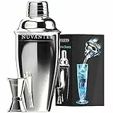 Nuvantee Cocktailshaker Set - Premium Bar Kit mit kostenlosem Messbecher - Cocktailrezepte - 0,7L Edelstahl Cocktail Shaker - Martinishaker, Mixer mit Sieb
