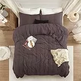 ANNA.Z HOME Bettwäsche-Set für King-Size-Betten – leicht, atmungsaktiv, ultraweich, komplett geometrische Diamant-Stickerei, Eisenbraun, King-Bettwäsche-Set für alle Jahreszeiten (Eisen, King-Set)
