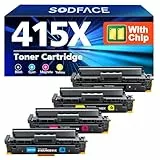 SODFACE 415X Toner Mit Chip Kompatibel für HP 415A 415X für Color Laserjet Pro MFP M479fdw M479dw M479fdn M479fnw M454dw M479 W2030X W2031X W2032X W2033X (Schwarz Cyan Gelb Magenta, 4er-Pack)