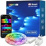 Lepro AI LED Streifen SE1, 10M Smart LED Strip RGB mit App-Sprachbefehle, Musik Sync, KI-Lichtdesign-Assistent, kompatibel mit Alexa&Google Assistant, für Party/Zuhause, Keine Fernbedienung