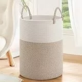 TIMEYARD 60L Wäschekorb, Babywäschekorb für Spielzeug, hoher geflochtener Wäschekorb für Kleidung, Aufbewahrungskörbe für Decken für das Wohnzimmer, 35 x 50 cm, hell und braun