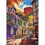 HUADADA Puzzle 500 Teile,Klassische Puzzle Teile Erwachsene Familieninteraktives Geschenk-Europäisches Dorf(Ohne Geteilte Rückseitenbereiche)