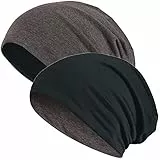 Hatstar 2in1 Wende-Beanie, Reversible Slouch Beanie für Damen & Herren, Dunkelgrau/Schwarz, Jersey Mütze aus Baumwoll-Mix, One Size, atmungsaktiv & bequem, Übergangsmütze, 30°C waschbar