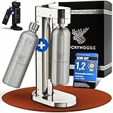 Luckymoose Infinity-S Wassersprudler aus hochwertigem Edelstahl (Silver/Silver) – inkl. 2x 1,25L Edelstahlflaschen – extra hygienische herausnehmbare Düse – Langlebige CO₂ Sprudelwasser Maschine