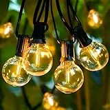 LED Lichterkette Außen 20M Lichterkette Outdoor strom mit 30+4 G40 Birnen IP65 Wasserdicht Innen/Außen Lichterkette Glühbirnen 2700k Warmweiß Lichterketten ((20M) 30+4)