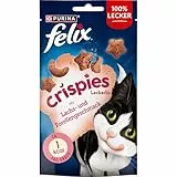 FELIX Crispies Katzensnack, Knusper-Leckerlie mit Lachs-und Forellengeschmack, 8er Pack (8 x 45g)