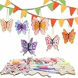 WEDNOK 6 Stück 3D Schmetterling zum Bemalen Nachtleuchtend Schmetterling Malset Holz Bastelset Kinder Leuchtet Im Dunkel Schmetterling Kreativsets für Mädchen Junge Kindergeburtstag