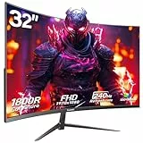 Gawfolk Gaming Monitor 32 Zoll Curved, 240Hz PC Bildschirm Full HD 1080P, Rahmenloses 1800R Gebogenes Computerbildschirm unterstützt VESA