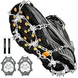 Grödel steigeisen für Bergschuhe mit 19 Zähne Verdickte Schuhkrallen aus Edelstahl Anti-Rutsch Schuhspikes für Mann Frau Erwachsene Fit für Wandern Trail Running Trekking Winter Outdoor(Grey, X-Large)