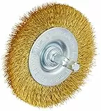 kwb Scheiben-Bürste, fein, Messing-Draht, Ø 75 mm für Metall und Stein, Drahtbürste für Bohr-Maschine inkl. E6.3 Sechskant-Schaft, zum Entrosten, Entzundern, Aufrauen und Reinigen