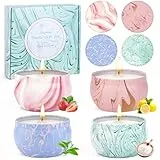 Größer Duftkerzen Geschenkset für Frauen, 4 Packs Aromatherapie Kerzenset zum Stressabbau, Natürliches Sojawachs Damen Weihnachten Deko Duftkerze für Geburtstag, Valentinstag, Yoga
