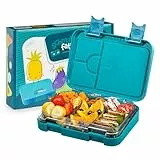 schmatzfatz Junior Brotdose Kinder mit Fächern, BPA Frei Lunchbox, Bento Box Kinder, Brotbox für Mädchen & Jungen, Snackbox, Perfekt für Schule, Kindergarten & Ausflüge (Petrol)