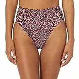 Amazon Essentials Damen Bikinihose mit Hohem Bund und Hohem Beinausschnitt, Ziegelrot Leopardenmuster, 40