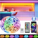 LED Streifen LED Strip 30m mit Fernbedienung & App & Musik Sync, Bluetooth RGB Lichterkette Dimmbar Farbwechsel, Band Stripes Selbstklebend für Zimmer Deko/TV/Schlafzimmer/Decke/Gaming/Party 2×15m