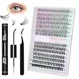 Qilnyeh Wimpern Extensions Set, 30D + 40D DIY-Wimpernverlängerungsset, 0.07mm Künstliche Wimpern mit Lash Bond und Seal Lash Tweezers, Individuell, Schwarz, 280 Stück