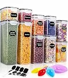 NEFLSI Vorratsdosen Set 10er Müsli Schüttdose Frischhaltedosen (2x0.8L+2x1.4L+2x1.6L+2x2L+2x2.8L) Kunststoff Vorratsbehälter luftdicht Vorratsdosen mit Deckel mit Etiketten,Messlöffel