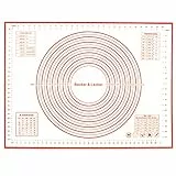 Bäcker & Lecker Silikonmatte Backmatte Groß 80 x 60CM Antihafte Rutschfeste Backunterlage Teigmatte mit Messung für Fondant Gebäck Pizza, BPA Frei (Orange)