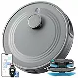 LEFANT M2 Staubsauger Roboter mit No-Go-Zonen, Mehrstufiges Mapping, Saugroboter Mit Wischfunktion 140Min, 6000Pa Saug und Wischroboter für Tierhaare, Teppiche und Hartböden, Grau