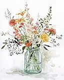 Nvseaty Malen Nach Zahlen Erwachsene Blumen, Paint by Numbers Adult Bastelset Erwachsene Frauen Kreativ Set DIY Set Malen nach Zahlen Leinwand Kinder ab 6 7 8 9 10 11 Jahre Mädchen