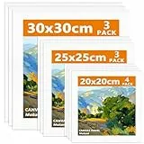 Mokani Leinwand zum Bemalen Set (10er Pack) - (20x20, 25x 25, 30x30 cm), Multi-Größen leinwände, Vorgespannte Weiße Künstler Canvas Panel Leinwände - 3mm starkem Malkarton -Geeignet für Acryl und Öl M