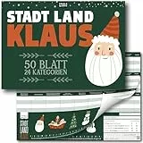 Stadt, Land, Klaus | lustiges Ratespiel für Weihnachten mit 24 Xmas-Kategorien | Familienspiel Partyspiel zur Weihnachtszeit | Geschenk-Idee Nikolaus | DIN A4-Block | 50 Blatt