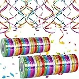 wenweo 480 Meter Langen Luftschlangen, 48 Funkelnd Luftschlange Geburtstag in 8 Farben. Perfekt fürGeburtstags Deko, Silvester Deko, Hochzeit Deko, Geschenkband und Verschiedene Feierliche Anlässe