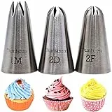 Tumtanm 3 Stück Edelstahl nahtlos Spritztüllen-Set, Kuchen dekorieren Tipps, Professionelle große Spritztüllen, für Cupcakes und Backen