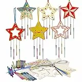 WEDNOK 11 Stück Stern Bastelset für Kindergeburtstage Holz Windspiel Klangspiele Bastelhandwerk zur Gestaltung von Sternen Geschenke für Jungen und Mädchen Geschenke Einshulung Schule