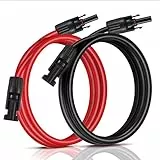 GENORTH Solarkabel 6mm² 8M,Solarkabel Verlängerung1/2/3/6/8M,Solarkabel Verlängerungskabel,PV Kabel mit Stecker für PV Solaranlage (1 Paar Rot+Schwarz)
