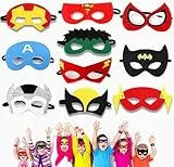 NIWWIN 10 stück superhelden masken,kinder halbmaske,superhelden geburtstagsdeko,lustige masken fasching,fasching deko,cosplay maske für Halloween und Kindergeburtstag.