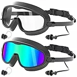 COOLOO Schwimmbrille für Herren Damen 2 Stück, Weitblick Schwimmbrille Erwachsene ohne Leckage mit Ohrstöpseln, Anti-Beschlag & Anti-UV Taucherbrille für Jugendliche
