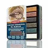 Derwent XL Kohleblock, 6er-Set Malstifte, 60 mm, extrabreite Farbstifte, wasserlöslich, ideal zum Skizzieren, Zeichnen und für ausdrucksstarke Zeichnungen, Profi-Qualität, in der Stiftebox, 2306177