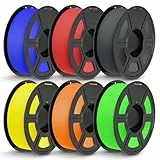 TECBEARS Rapid Matte PETG Filament 1.75 mm Bundle 6 kg, High Speed 50-600mm/s PETG 3D Drucker Filament, Elegante Matte Oberfläche, 6 Stück 1kg(2.2lbs) Grau, Rot, Blau, Orange, Gelb, GrüN