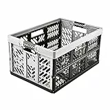 keeeper 4x Stabile Profi-Klappboxen mit Soft-Touch Griffen, 54 x 37 x 28 cm, 45 l, Ben, Hellgrau