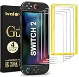 ivoler 4 Stück Schutz Glas Kompatibel für Nintendo Switch 2 Model 2025, Schutzfolie Mit Positionierhilfe, 9H Härte Schutzglas, Anti-Kratz, HD Klar, Anti-Bläschen