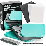Nicpro Wet Palette für Mischpalette Acrylfarben, Farbtablett Nasspalette mit 100 Stück Palettenpapier, 4 Stück Schwämmen, Pinselhalter Farbmisch Aufbewahrung für Modellfarbe, DIY