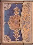 Paperblanks 12-Monatskalender 2024 Safawidisch Indigo | Horizontal | Midi (130 × 180 mm)