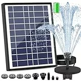 AISITIN 6,5W Solarbrunnen für Draussen, Eingebaute 1500mAh Batterie Solar Springbrunnen für Außen, Schwimmender Fontäne Pumpe mit 10 Fontänenstile für Garten,Vogel-Bad,Teich,Fisch-Behälter,Wasserspiel