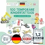 Papierdrachen 100 hautfreundliche Kindertattoos - Tattoos mit Berufe - als Geburtstagsmitgebsel & Geschenkidee für Kinder - dermatologisch getestet