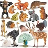TOEY PLAY 16PCS Tierfiguren Set Wald, Wild Zoo Tiere Figuren mit Hirsch Eichhörnchen Kaninchen, Lernspielzeug für Kleinkinder Kinder 3 4 5
