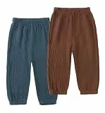 JUIYNIZT Baby Kinder Baumwolle Sommerhosen Moskito Proof Dünne Lange Hosen Jungen Mädchen Lose Laternenhosen 2er Pack（D, 104）