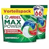 Ariel Max Power PODS®, Flüssigwaschmittelkapseln 66 Wäschen, Universal+, Mit 3 integrierten Waschzusatzstoffen